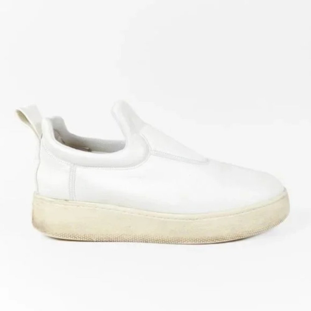 Celine White Leather Platform Slip-On Sneakers